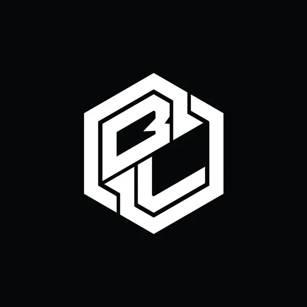 六角形の幾何学的な形状のデザインテンプレートとBlのロゴのモノグラムゲーム — ストック写真