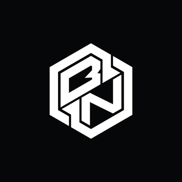 BN Logo monogram gaming with hexagon geometric shape design template