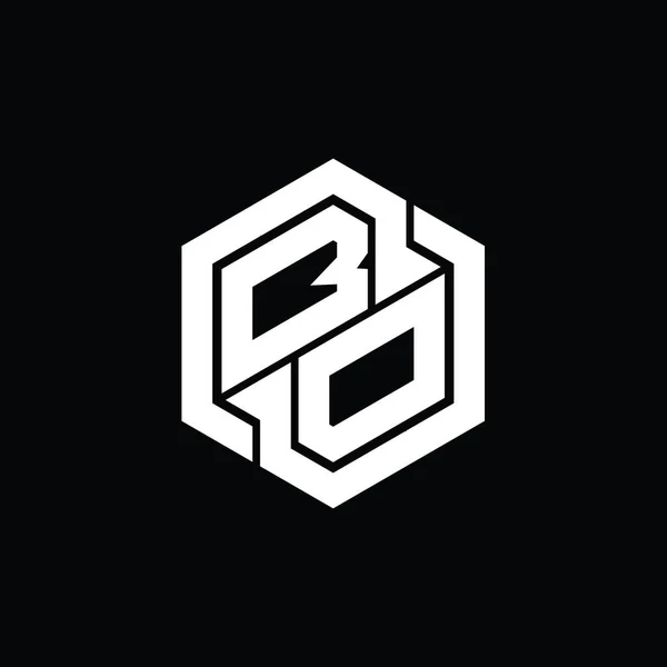 六角形の幾何学的な形状のデザインテンプレートとBoのロゴのモノグラムゲーム — ストック写真