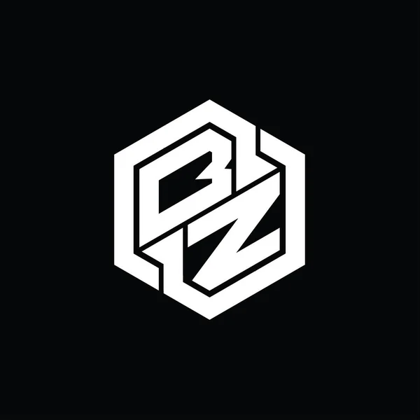 Bz六角形の幾何学的な形状のデザインテンプレートとロゴのモノグラムゲーム — ストック写真