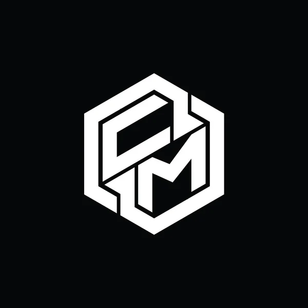 Gra Monogramem Logo Sześciokątnym Geometrycznym Wzorem Kształtu — Zdjęcie stockowe