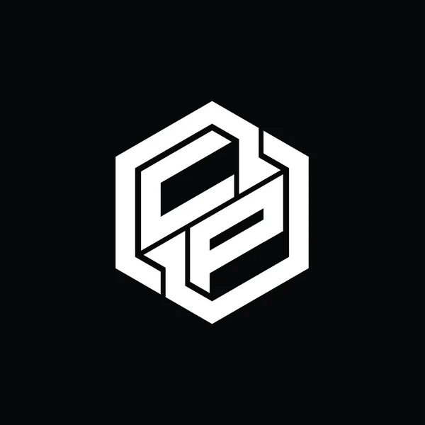 Logo Monogram Játék Hatszög Geometriai Forma Tervezési Sablon — Stock Fotó