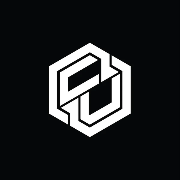 六角形の幾何学的な形状のデザインテンプレートとCuのロゴのモノグラムゲーム — ストック写真
