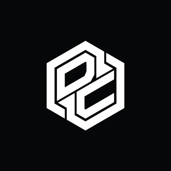 Монограмні Ігри Логотипом Постійного Струму Шаблоном Дизайну Геометричної Форми Шестикутника — стокове фото