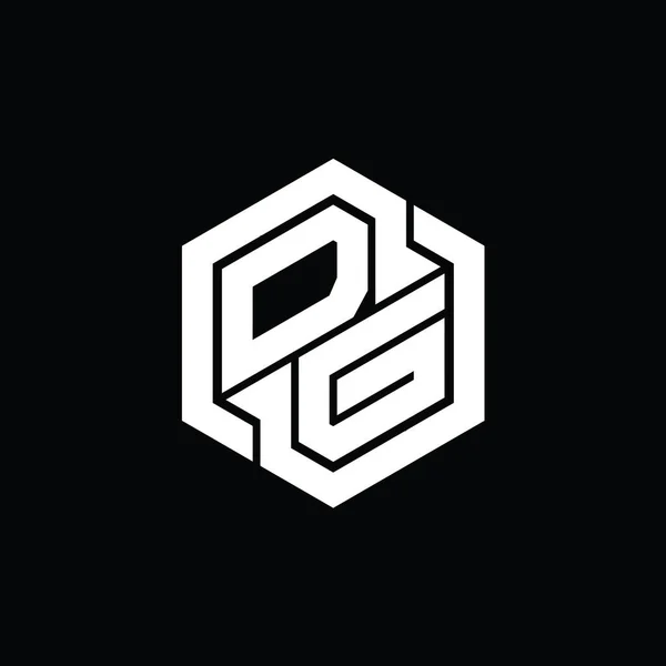 Gra Monogram Logo Sześciokątnym Geometrycznym Szablonem Kształtu — Zdjęcie stockowe