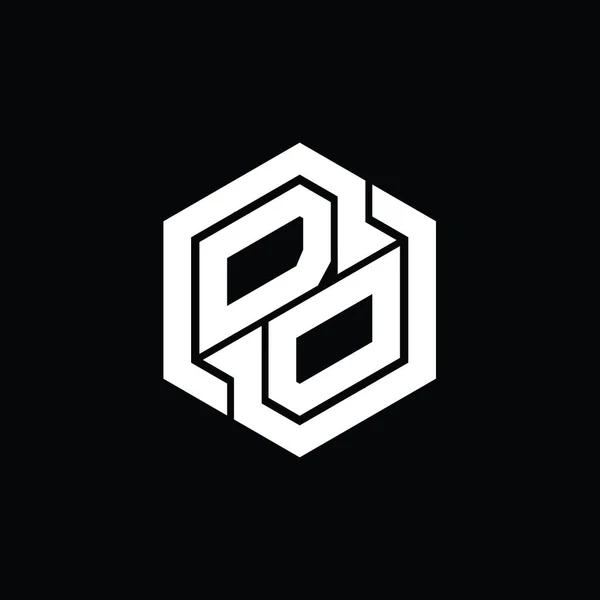 Игра Монограмме Logo Шаблоном Геометрической Формы Шестиугольника — стоковое фото