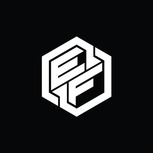 Jogo Monograma Logotipo Com Modelo Geométrico Projeto Forma Hexágono — Fotografia de Stock