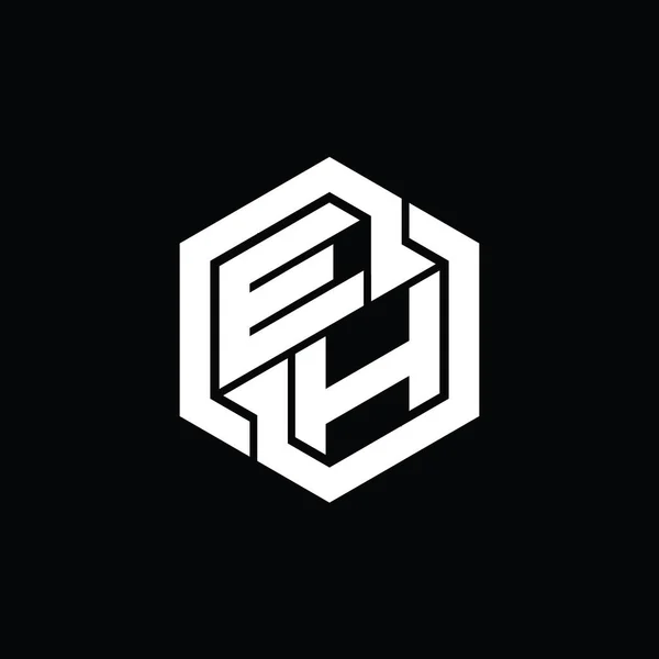 六角形の幾何学的な形状のデザインテンプレートとEhのロゴのモノグラムゲーム — ストック写真