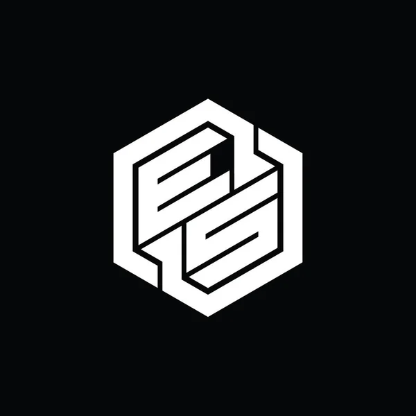 六角形の幾何学的な形状のデザインテンプレートとEsのロゴのモノグラムゲーム — ストック写真