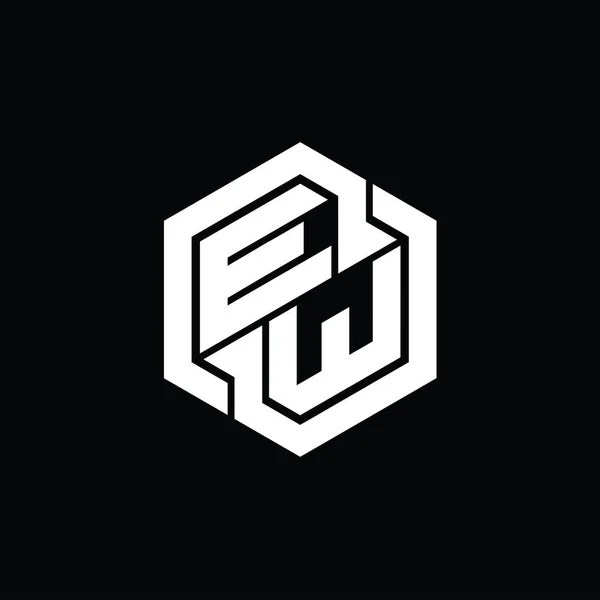 EW Logo monogram gaming with hexagon geometric shape design template