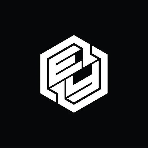 Logo Monogram Játék Hatszög Geometriai Forma Tervezési Sablonnal — Stock Fotó