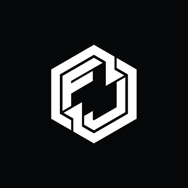 Logo Monogram Játék Hatszögletű Geometriai Forma Tervezési Sablonnal — Stock Fotó