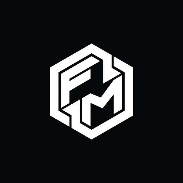 FM Logo monogram gaming with hexagon geometric shape design template