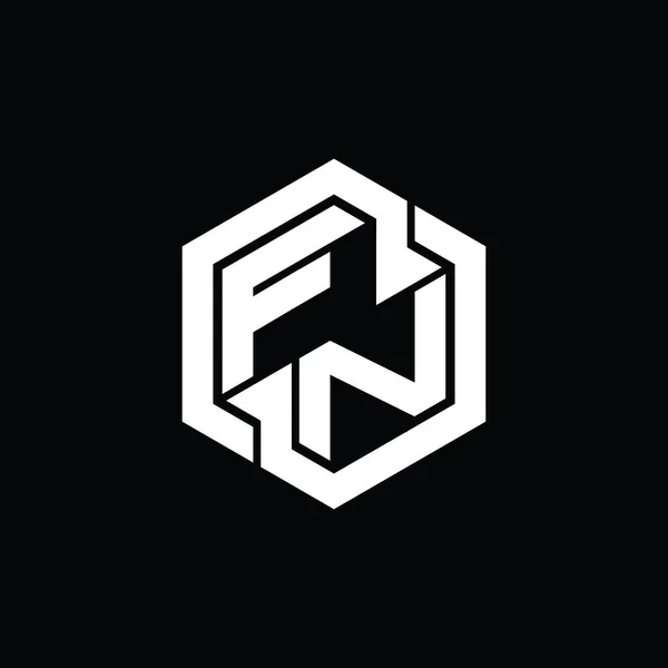 FN Logo monogram gaming with hexagon geometric shape design template
