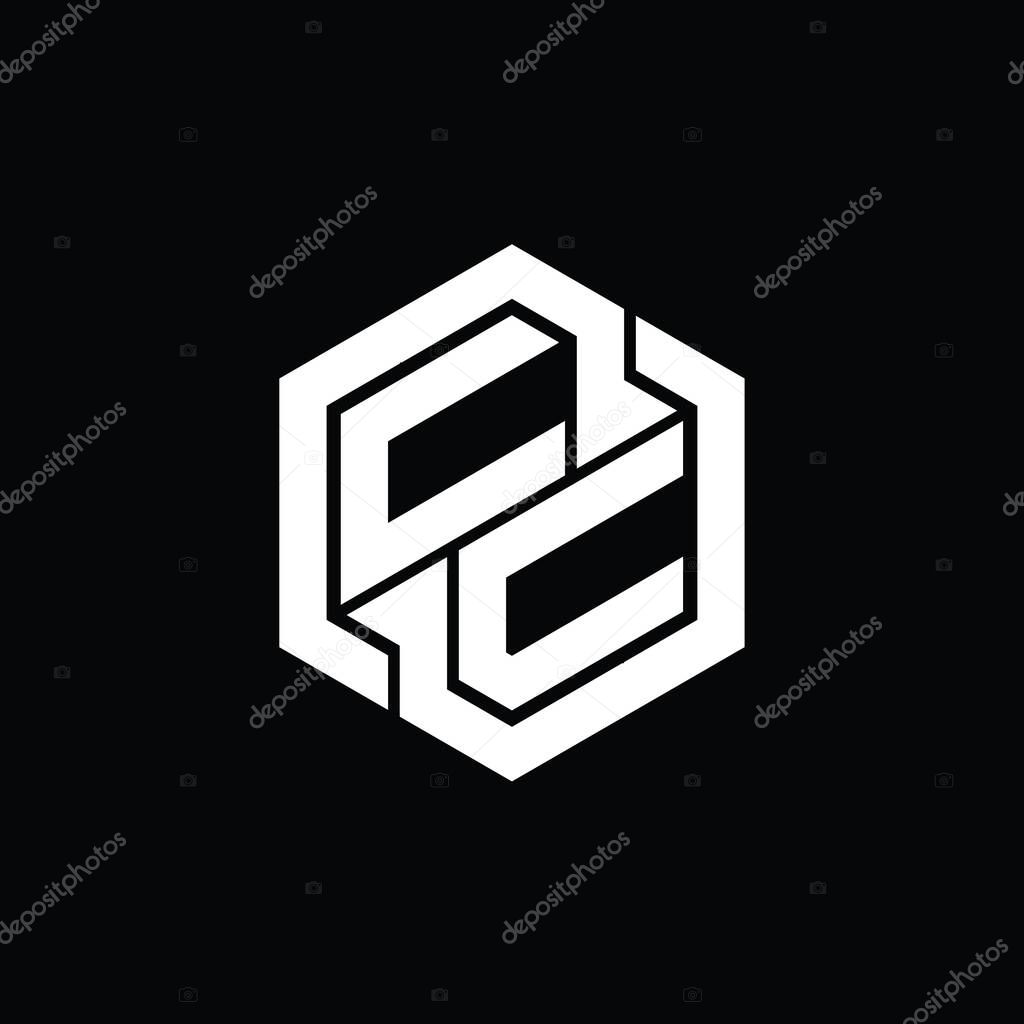 CC Logo monogram gaming with hexagon geometric shape design template