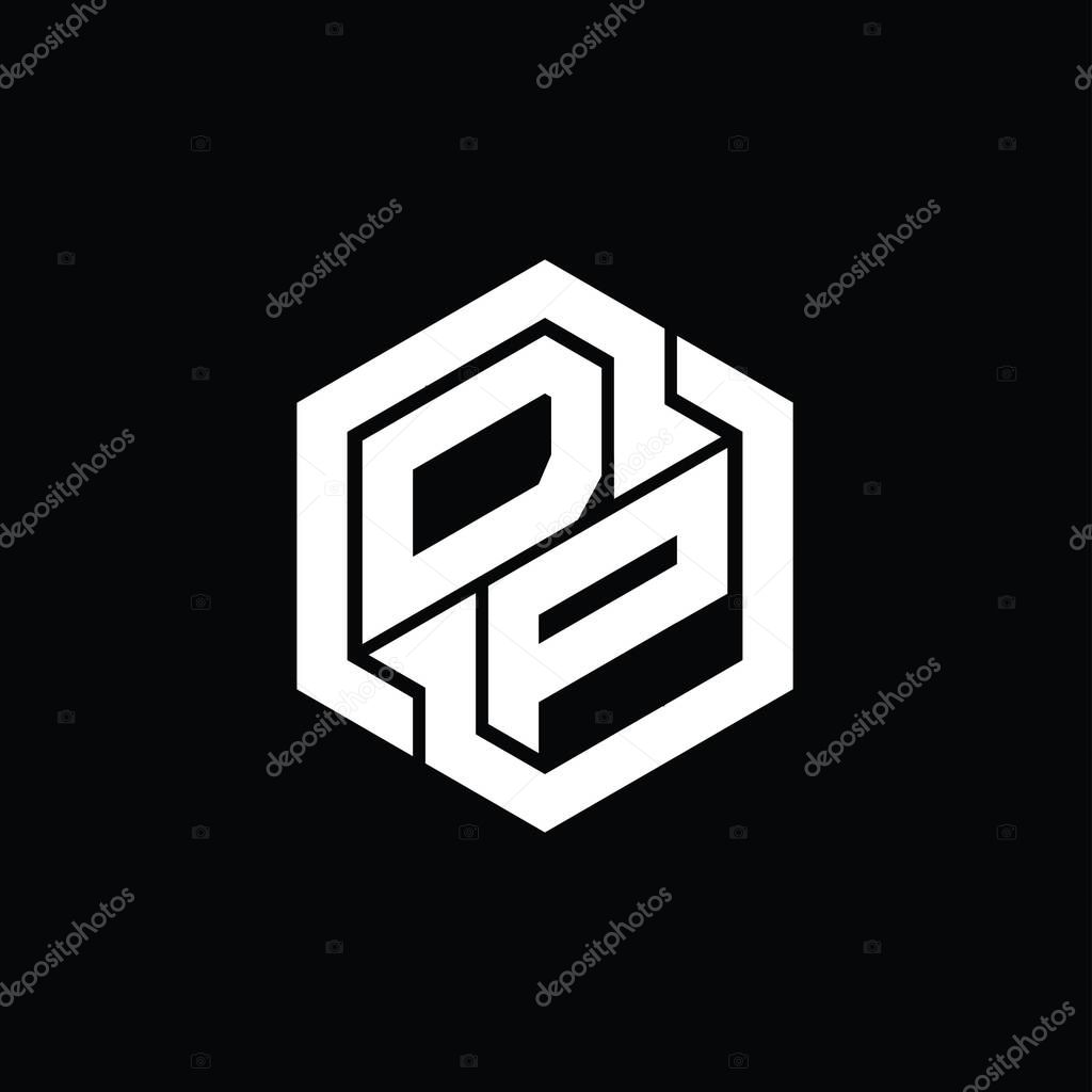 DP Logo monogram gaming with hexagon geometric shape design template
