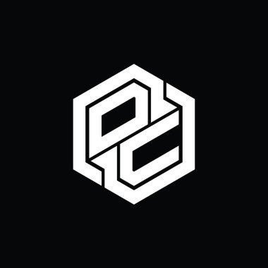 Altıgen geometrik şekil tasarım şablonu ile OC logo monogram oyunu