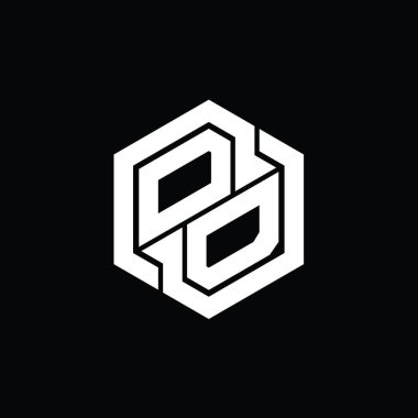 Altıgen geometrik şekil tasarım şablonu ile OD Logo monogram oyunu