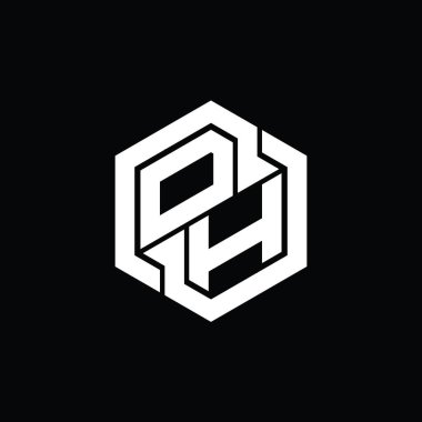 Altıgen geometrik şekil tasarım şablonlu OH logo monogram oyunu