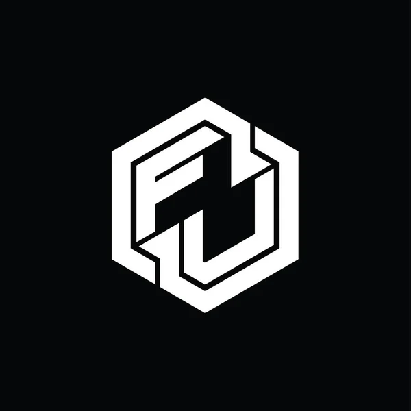 FU Logo monogram gaming with hexagon geometric shape design template