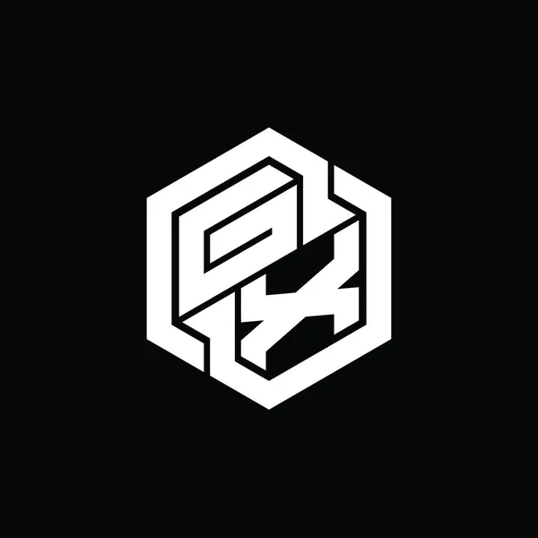 Logo Monogram Spilling Med Sekskant Geometrisk Formmodell – stockfoto