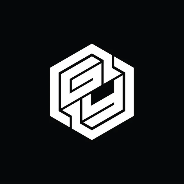 Logo Monogram Spilling Med Dimensjoneringsmal Sekskant Geometrisk Form – stockfoto
