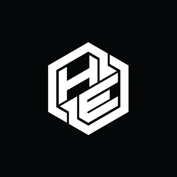 Разработка Монограммы Logo Геометрическим Шаблоном Формы Шестиугольника — стоковое фото