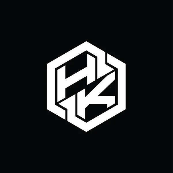 六角形の幾何学的な形状のデザインテンプレートと香港ロゴのモノグラムゲーム — ストック写真