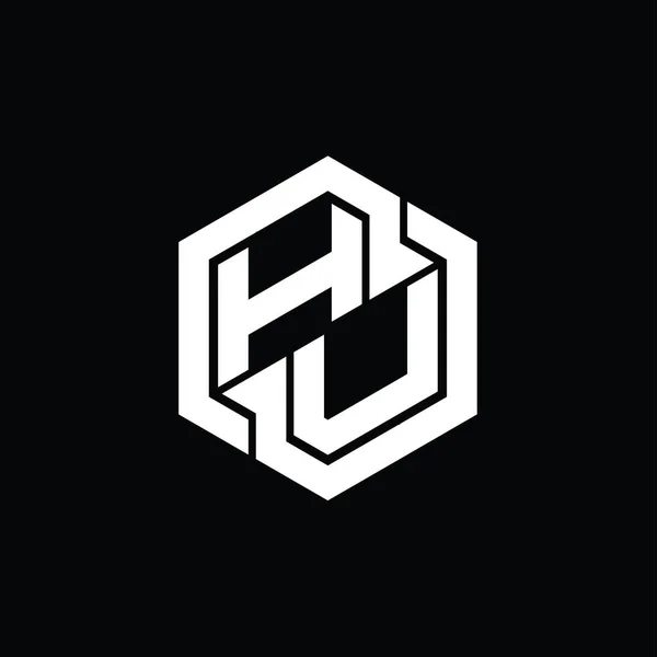 육각형의 기하학적 템플릿을 가지고 Logo Monogram — 스톡 사진