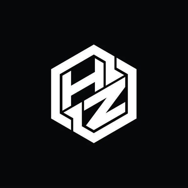 六角形の幾何学的な形状のデザインテンプレートとHzのロゴのモノグラムゲーム — ストック写真