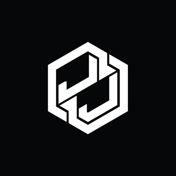 六角形の幾何学的な形状のデザインテンプレートとJjのロゴのモノグラムゲーム — ストック写真