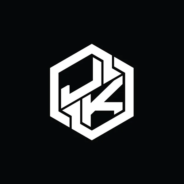 Logo Monogram 게임을 육각형 기하학적 모양의 템플릿으로 Logo Monogram — 스톡 사진