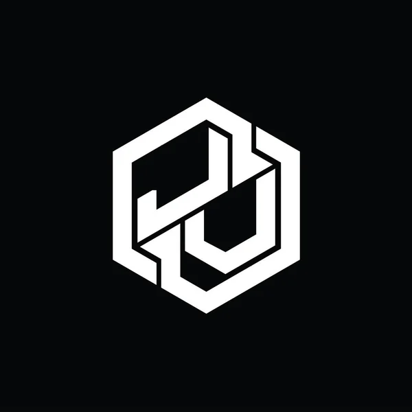 JV Logo monogram gaming with hexagon geometric shape design template