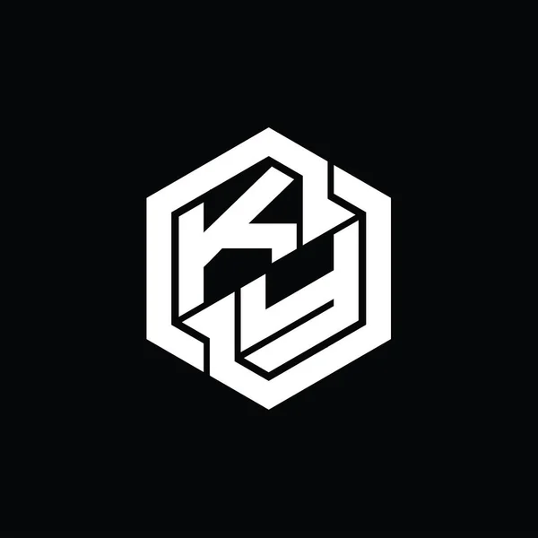 Juego Monograma Logo Con Plantilla Diseño Forma Geométrica Hexágono — Foto de Stock