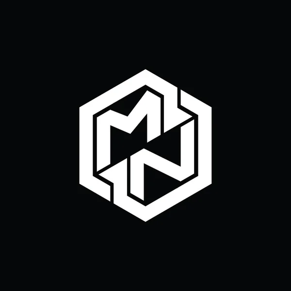 六角形の幾何学的な形状のデザインテンプレートとMnロゴのモノグラムゲーム — ストック写真