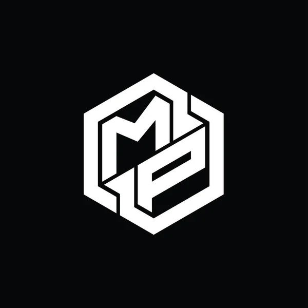 Altıgen Geometrik Şekil Tasarım Şablonlu Logo Monogram Oyunu — Stok fotoğraf