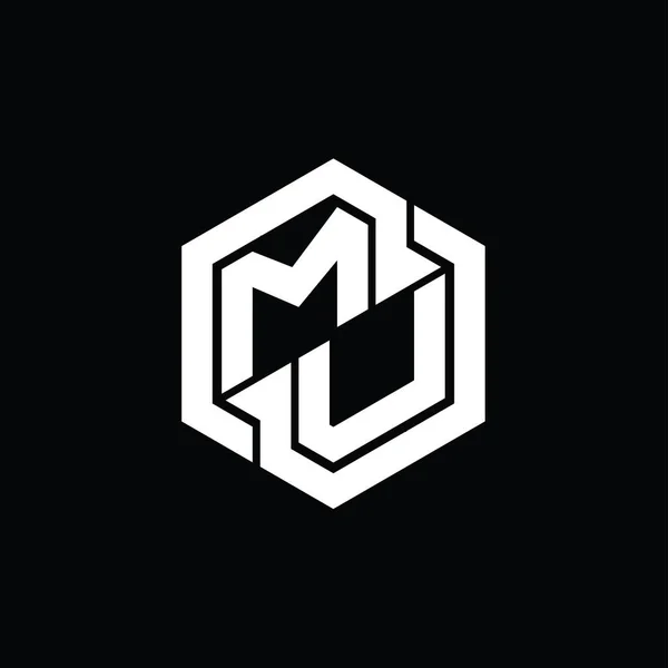 六角形の幾何学的な形状のデザインテンプレートとMuのロゴのモノグラムゲーム — ストック写真