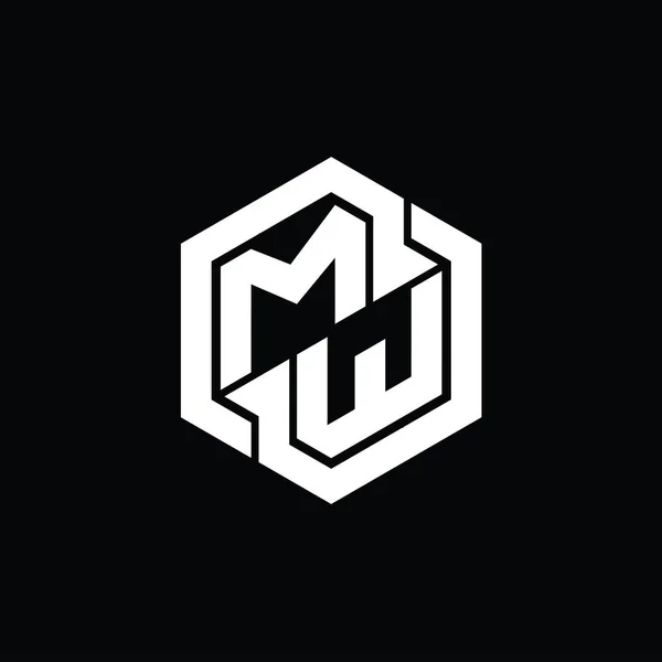 Gry Monogramem Logo Sześciokątnym Geometrycznym Szablonem Kształtu — Zdjęcie stockowe