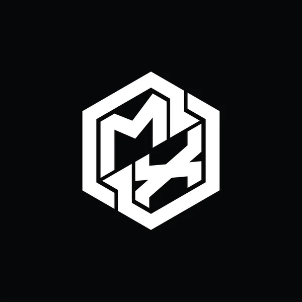 Logo Monogram Gaming Met Zeshoek Geometrische Vorm Ontwerp Sjabloon — Stockfoto