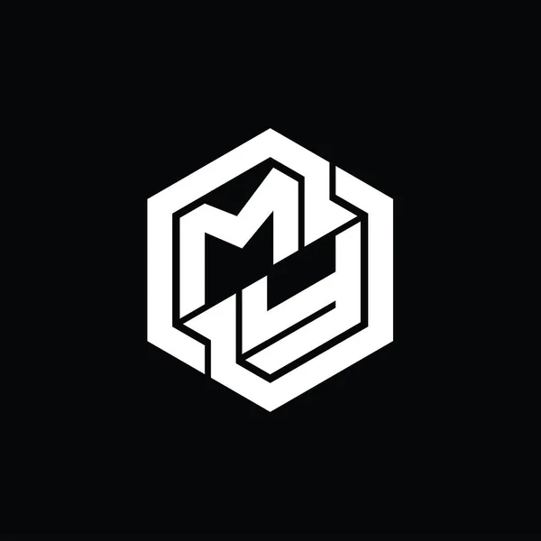 Moje Logo Monogram Gry Sześciokąta Geometryczny Kształt Szablon Projektu — Zdjęcie stockowe