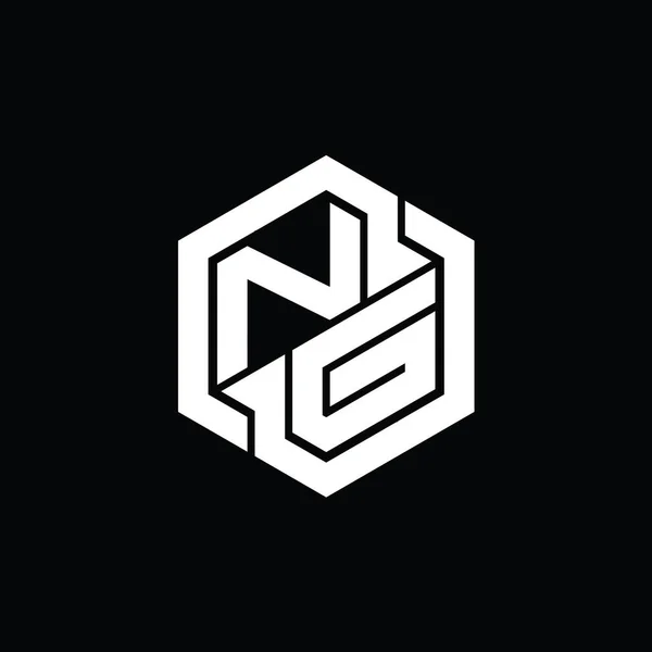 Gry Monogramem Logo Sześciokątnym Geometrycznym Szablonem Kształtu — Zdjęcie stockowe