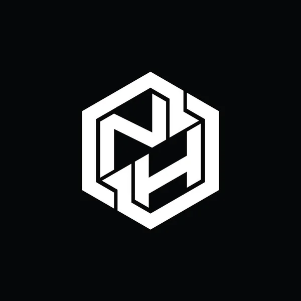 NH Logo monogram gaming with hexagon geometric shape design template