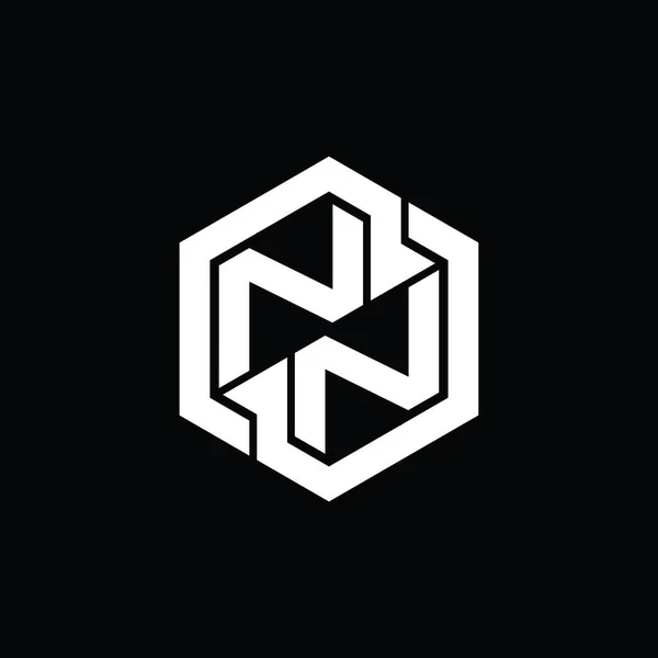 六角形の幾何学的な形状のデザインテンプレートとNnロゴのモノグラムゲーム — ストック写真
