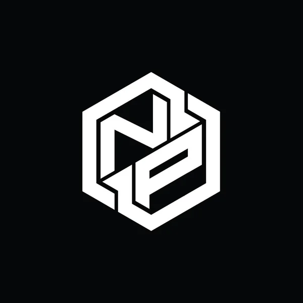 Logo Monogram Játék Hatszög Geometriai Alakú Design Sablonnal — Stock Fotó