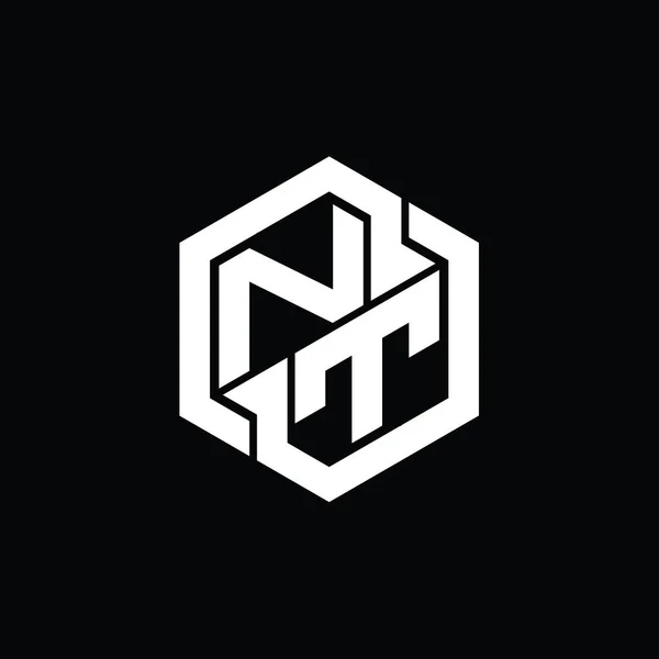 NT Logo monogram gaming with hexagon geometric shape design template