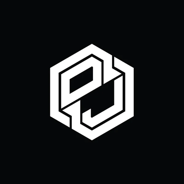 OJ Logo monogram gaming with hexagon geometric shape design template