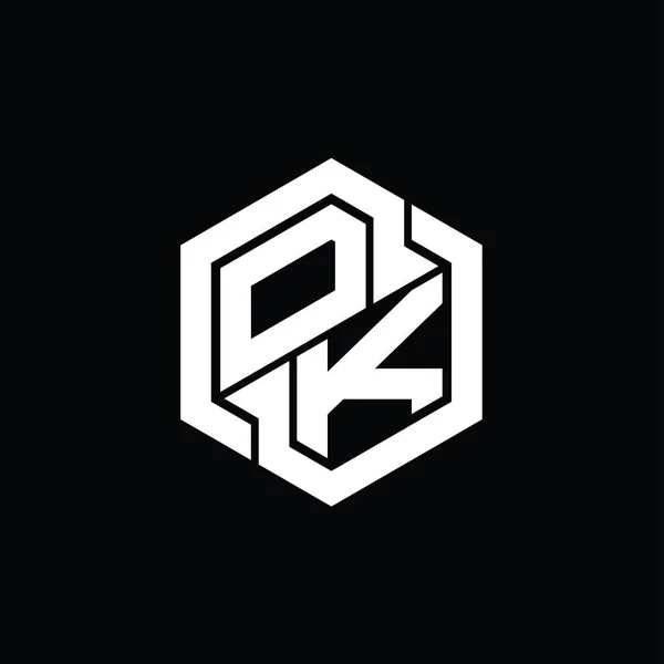 Tamam Altıgen Geometrik Şekil Tasarım Şablonu Ile Logo Monogram Oyunu — Stok fotoğraf
