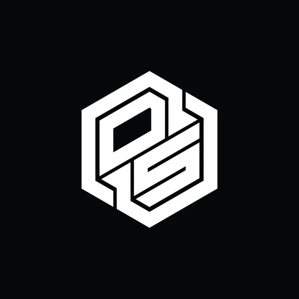 Logo Monogram Spil Med Sekskant Geometrisk Form Design Skabelon - Stock-foto