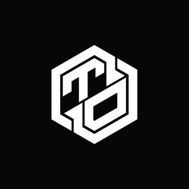 Altıgen geometrik şekil tasarım şablonu ile logo monogram oyunu