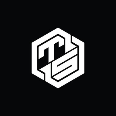 Altıgen geometrik şekil tasarım şablonu ile TS Logo monogram oyunu